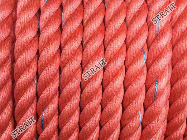 High strength round wire PP (polypropylene) cable - three strands red